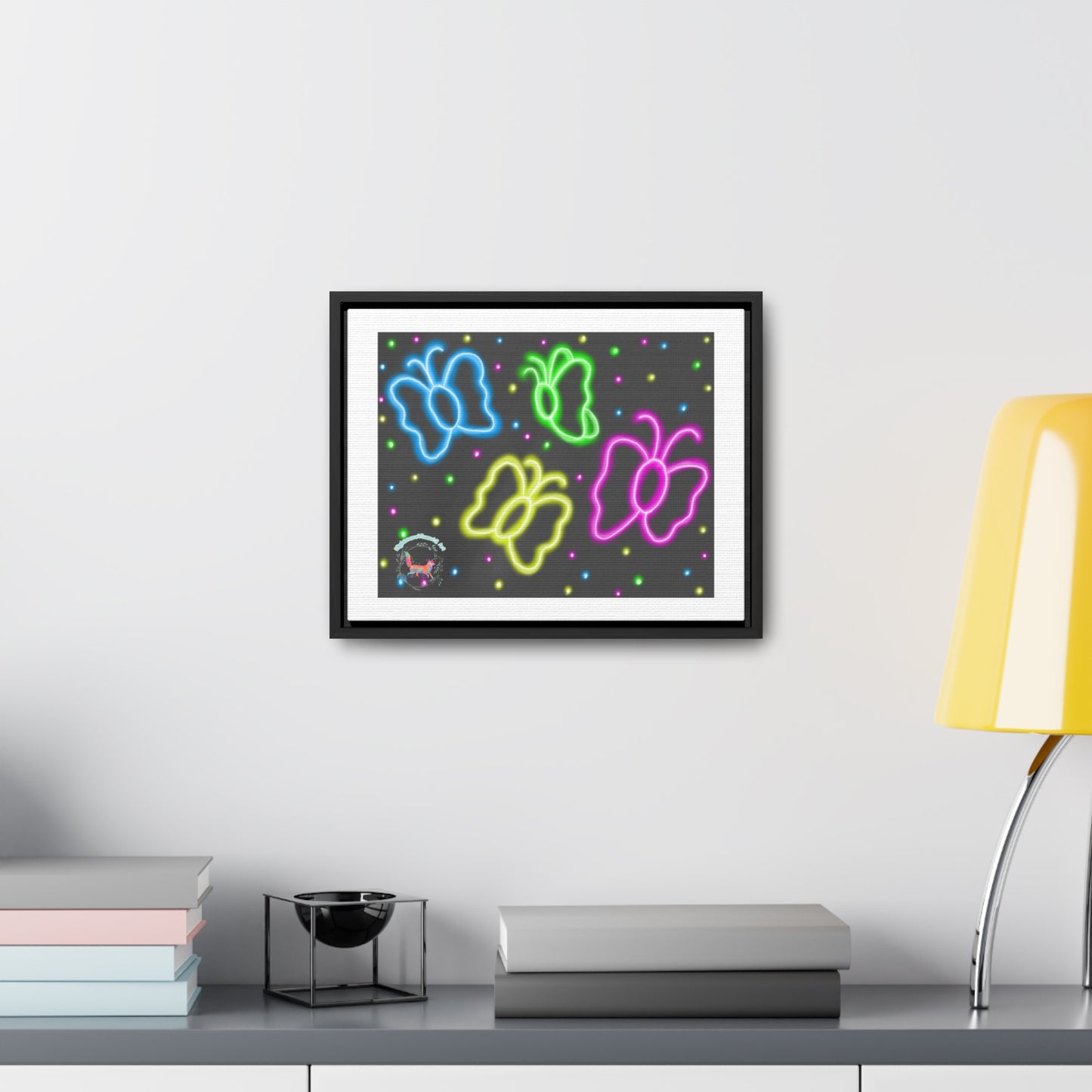 "Neon Butterflies" Gallery Canvas Wraps, Horizontal Frame
