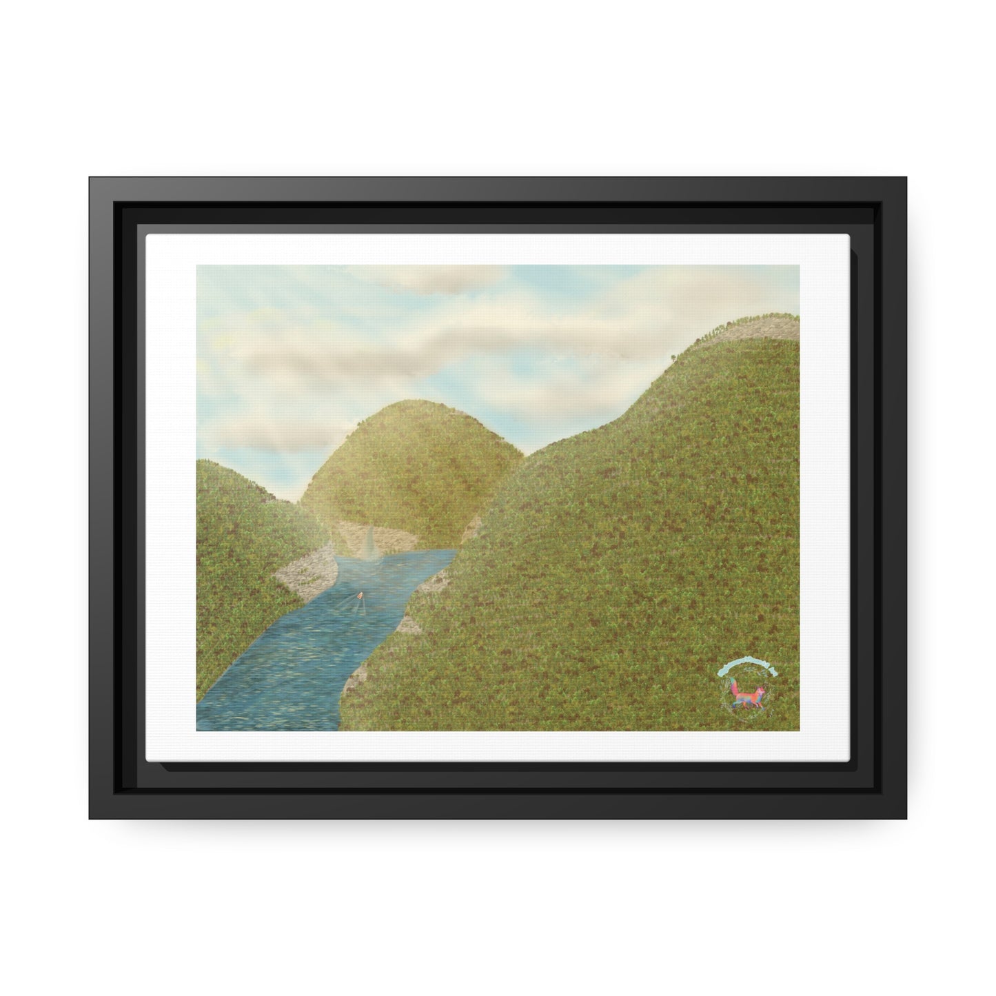 "Peaceful Mountains" Matte Canvas, Black Frame