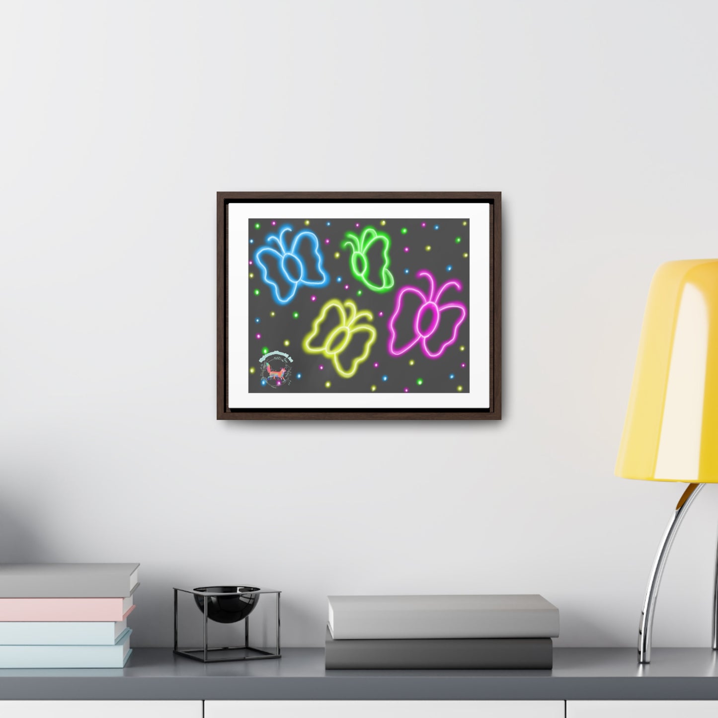 "Neon Butterflies" Gallery Canvas Wraps, Horizontal Frame